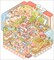 Large Sticker Scene, Isometric Kawaii City Landscape Stickers, Adorabilities